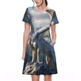 thumbnail image 1 of Disketp Mountain White Dragon para Vestido de Manga Corta para Mujeres, Vestidos de Verano para Mujeres, Casual y Holgado para la Playa, 1 of 6