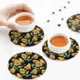 thumbnail image 3 of KLL Drink Coasters Set Round Shape of 4,PU Leather Absorbent Coasters Set Decorative Coffee Cup Coasters Housewarming Gift for Home Decor-Sunflowers And Bird, 3 of 5