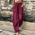 thumbnail image 3 of Womens Solid Color Casual Pants Trousers Elastic Waist Pockets Wide Leg Trousers, 3 of 4