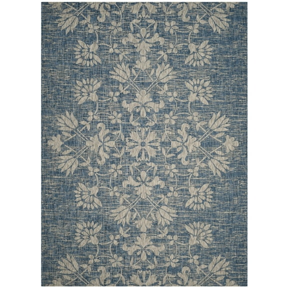 SAFAVIEH Courtyard Nina Distressed Floral Indoor/Outdoor Area Rug, 8' x 11', Navy/Grey