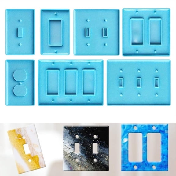 Silicone Resin Molds 7Pcs Set, Switch Plate and Outlet Cover Molds for Epoxy Resin Casting, DIY Home Decor Craft Supplies