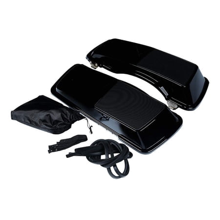 XMT-MOTO Sacoches de Selle avec Couvercles 6 x 9 Pouces grilles de Haut-Parleur Adaptées pour Harley Davidson 1993-2013 Route de Tourisme Rue Glisse Sacoches de Selle Rigides Noir Vif