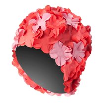 Sporti Flower Adult Swim Cap, Durable Rubber, Comfortable Edge, Three-Panel Design