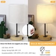 thumbnail image 4 of Set of 2 Bedside Lamps w/2 USB Ports, Pull-Chain Switch, Wooden Base for Bedroom, 4 of 7