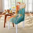 thumbnail image 4 of TSOVTHRID Orange Green Marble Print 7-Pc Tablecloth and Chair Covers Set, Stretch Spandex Table Cover and Chair Slipcovers Stretch Seat Protector for Home Hotel Banquet Decor, 4 of 6