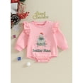 thumbnail image 2 of Wassery Baby Girls Christmas Romper Infant Girls Long Sleeve Christmas Tree Santa Hat Letter Print Onesie Bodysuit 3 6 12 18 Months Newborn Girl Christmas Holiday-themed Clothing, 2 of 8