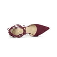 thumbnail image 4 of BLISSFUL STEP Women's Pumps Stilettos Heels Pointed Toe Lace up Pumps Burgundy 6, 4 of 7