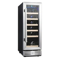 kalamera 12'' wine refrigerator 18 bottle built-in or freestanding with stainless steel & double-layer tempered glass door and temperature memory function