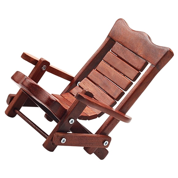 GARVALON 1Set Creative Phone Holder in Wooden Chair Shape for Various Phone Sizes Brown 11.8x5.1x4.3in