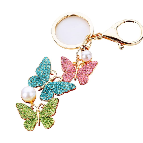 Bling Butterfly Keychains For Women Girls Rhinestone Crystal Key Chain For Car Keys Purse Charms Handbag Backpack