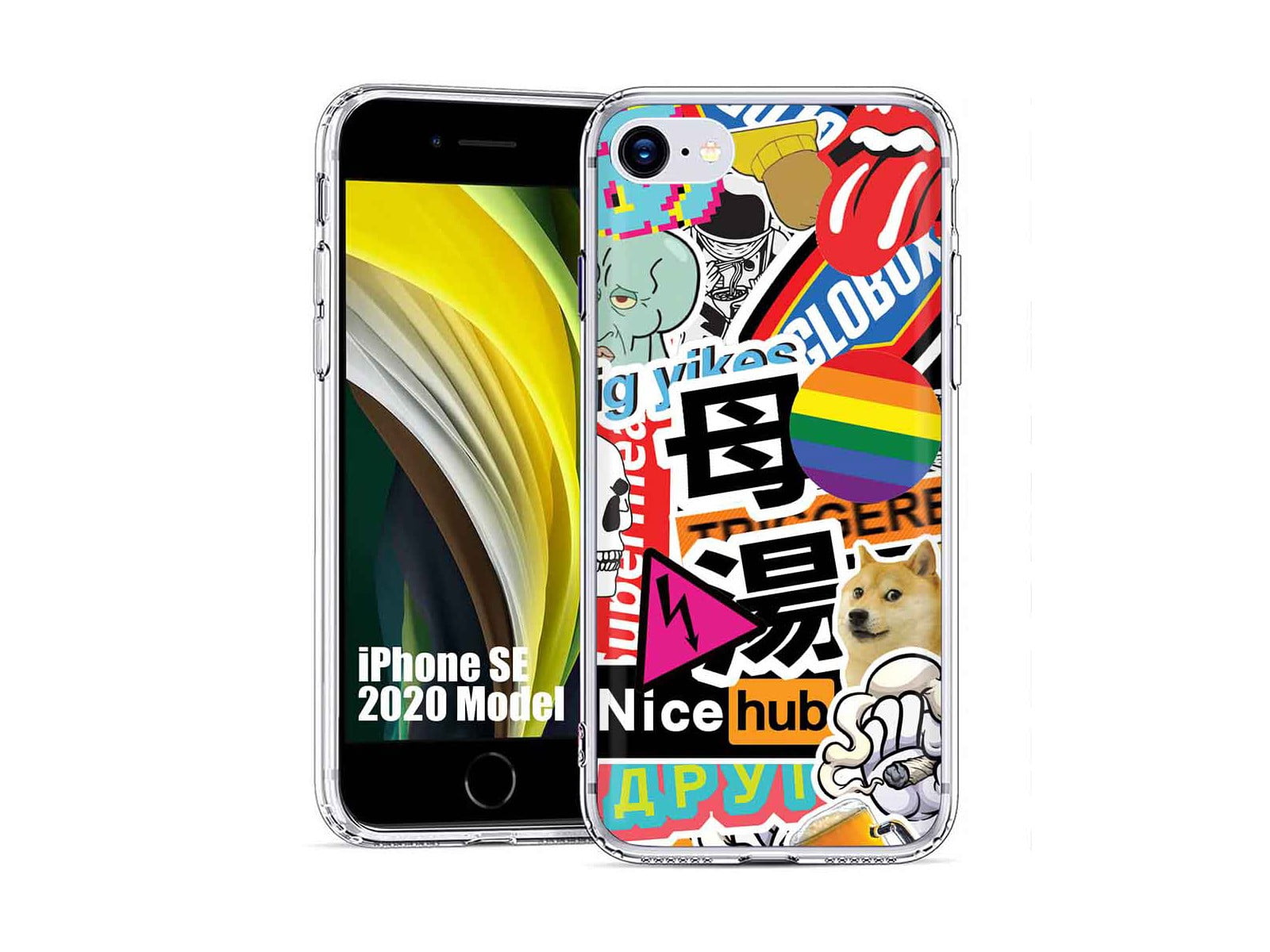 talkingcase tpu phone case cover for apple iphone se 2020 7 8 trendy stickers print designed in usa walmart com