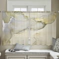 thumbnail image 4 of Marble Yellow Semi Sheer Curtains 45 Inch Length 2 Panels Set, Modern Abstract Ink Painting Luxury Sheer Kitchen Curtain Privacy Voile Window Curtain for Living Room Bedroom Rod Pocket Drapes, 4 of 7