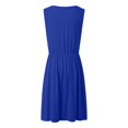 thumbnail image 4 of OSOLU Solid Color Women Casual Dress A-Line Knee Length V-Neck Sleeveless Waist Tie Summer Vacation Dresses Flowy Comfortable Dress Cute Sundress Dresses For Women 2025 Elegant Classy, 4 of 5