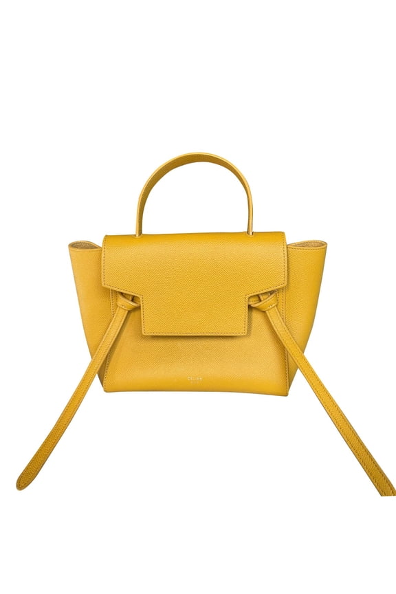 Pre-Owned Celine Mini Belt Bag in Yellow Calfskin Leather