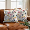 thumbnail image 3 of Spring Watercolor Throw Pillow Cover Pink Purple Yellow Flowers Floral Cotton Linen Cushion Cover Throw Pillow Case with Invisible Zipper for Couch Sofa Bed Chair Car 24x24 Inch, 3 of 11