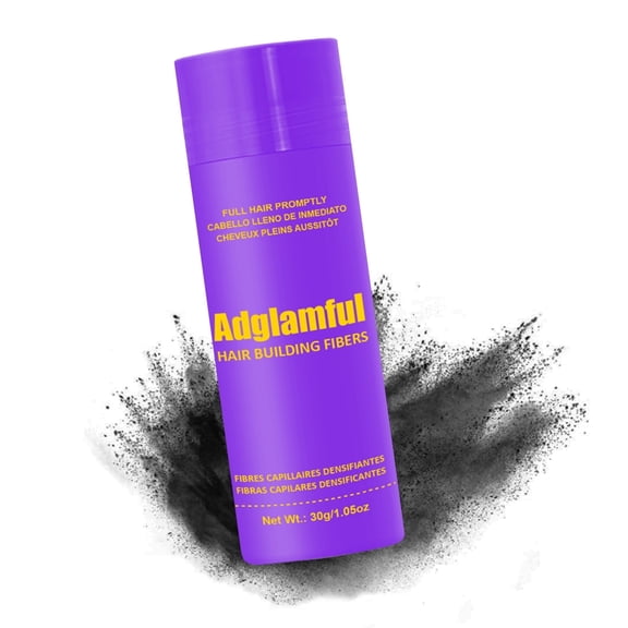 Adglamful Hair Building Fibers for Thinning Hair, Natural-Looking Hair Appearance Enhancer, Easy to Apply, Black, 30g / 1.05oz