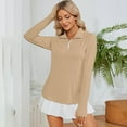 thumbnail image 6 of BiZtdJrK Womens Long Sleeve Shirt with Thumb Holes Summer 1/4 Zip Quick Dry Rash Guard Sun Protection Hiking Shirts Khaki L Camisas Para Hombres, 6 of 9