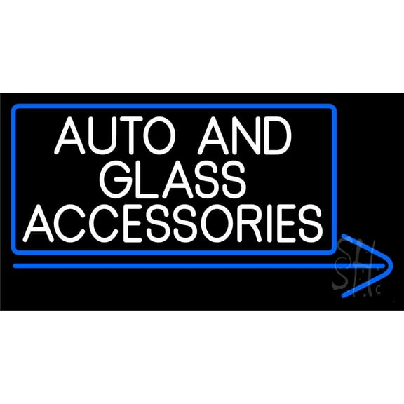 Auto And Glass Accessories LED Neon Sign 13 x 24 - inches, Clear Edge Cut Acrylic Backing, with Dimmer - Bright and Premium built indoor LED Neon Sign for automotive store, and mall.