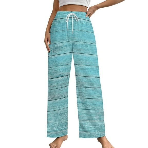 Ocean Aqua Blue Teal Old Wood Turquoise Pajama Pants Comfortable Elastic Waist Pajamas Fashion Sleepwear Bottoms Plus Size Homewear