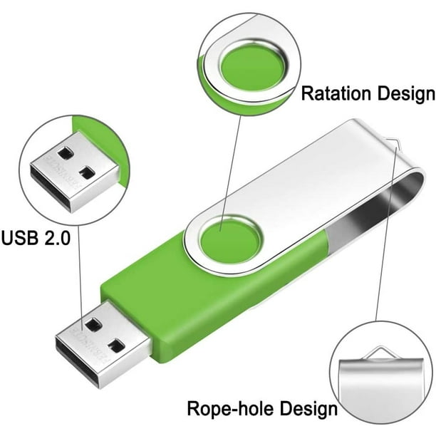 Clé USB 1 Go Lot de 10 clés USB 2.0 - Clé USB portable pivotante Clé USB 1  Go Multipack Value Clef USB Gift - 