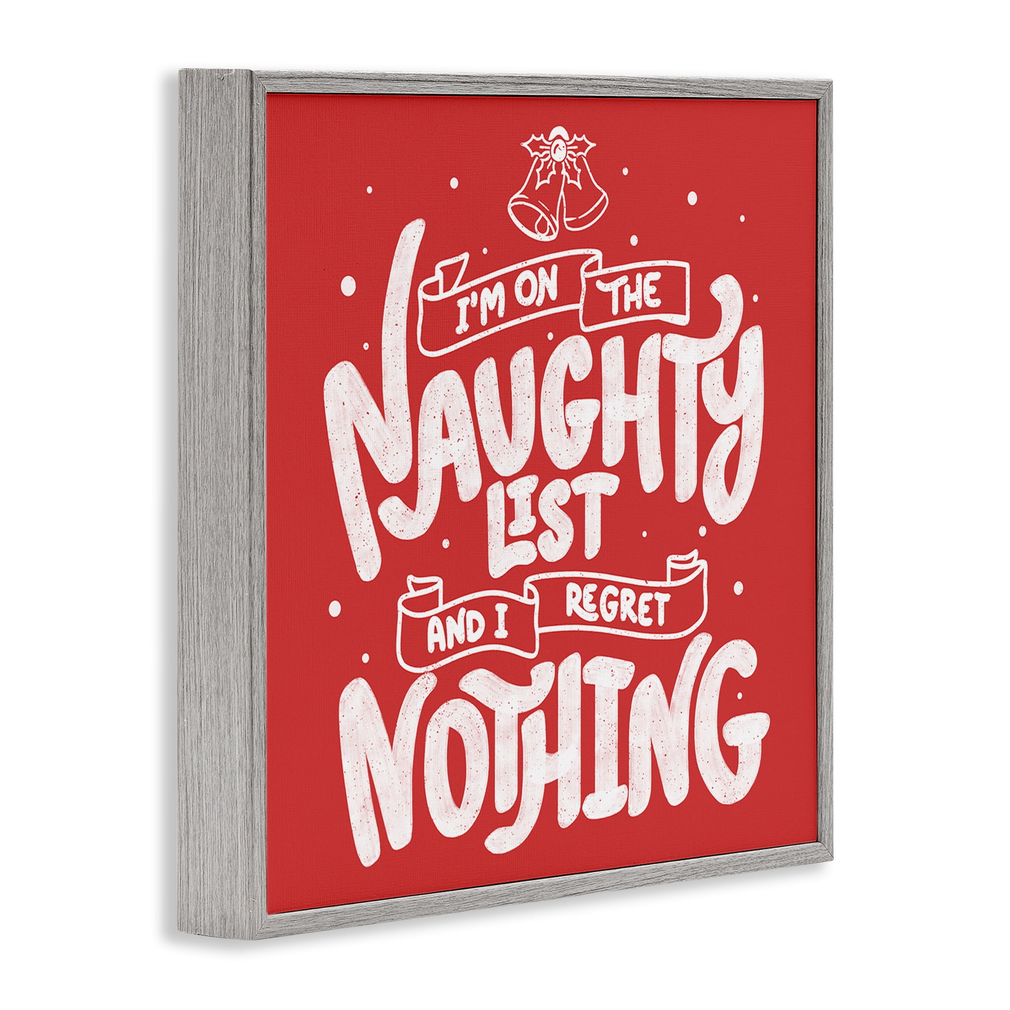 Stupell Industries Naughty List Regret Nothing Gray Framed Giclee Art, design by Tobe Fonseca