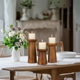 thumbnail image 5 of Pillar Candle Holders Set of 3， Wooden Candle Holders， Decorative Wood Candlestick Holders for Living Room, Table Centerpiece for Wedding, Christmas, Party, Home - 6", 8", 10", 5 of 7