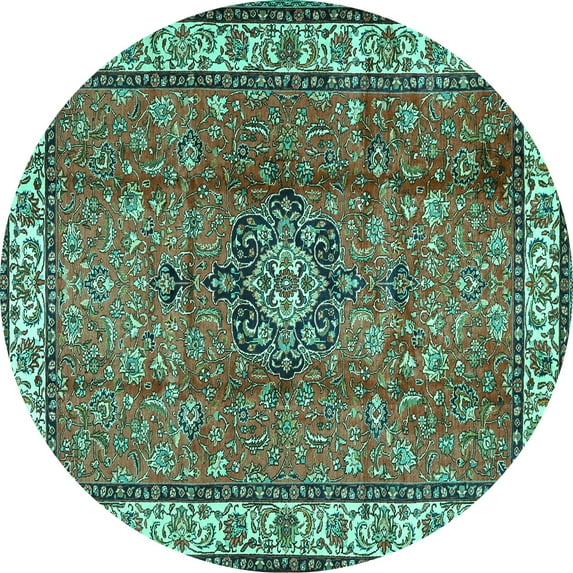 Ahgly Company Indoor Round Persian Turquoise Blue Traditional Area Rugs, 6' Round
