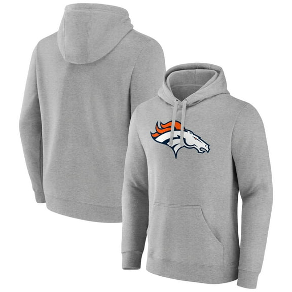 Men's Heather Gray Denver Broncos Primary Team Logo Fitted Pullover Hoodie