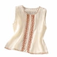 thumbnail image 2 of QUNYINEY Vintage Womens Tank Top Summer Linen Tops Embroidered Sleeveless Loose Fit Crew Neck Flowy Women Shirts, 2 of 8