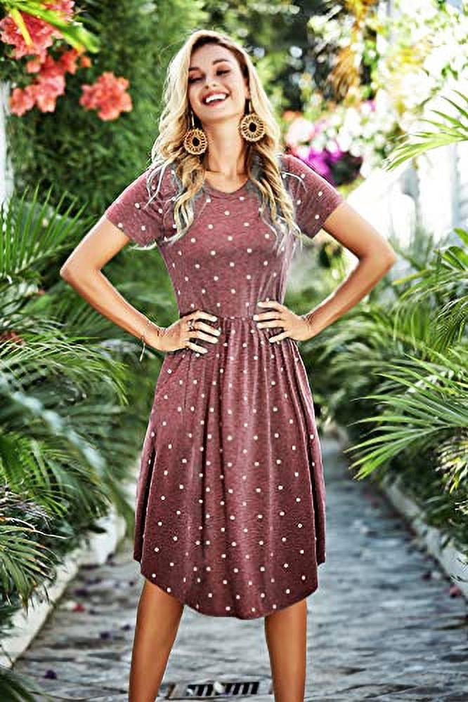 Simier Fariry Womens Floral Short Sleeve Casual Pockets Midi Dress