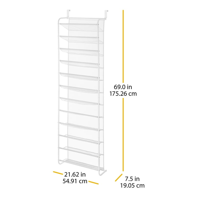 The Container Store 12-Tier Overdoor Shoe Rack White, 22-5/8 x 9-1/4 x 77 H