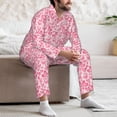 thumbnail image 7 of Honeii pink heart Pattern Mens Pajamas Set,2pcs Men's Lounge Long Sleeve Sleep Shirt and Pajama Bottoms Sleepwear Set,Mens Pjs Sets-Large, 7 of 7