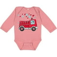 thumbnail image 3 of Inktastic Valentine Fire Truck with Cute Dalmatian and Hearts Boys or Girls Long Sleeve Baby Bodysuit, 3 of 5