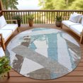thumbnail image 3 of Addison Rugs Chantille Indoor/Outdoor Transitional Abstract Teal Machine Washable Round Rug, 8' x 8', 3 of 8