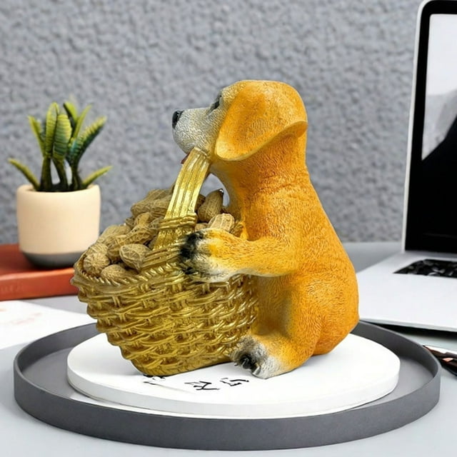 Qwtwty Décoration Maison Bol à Clés Chiot pour Entrée Table Plateau en Résine Mini Panier de Rangement Statue de Chien Bonbons pour Décoration de Bureau à Domicile Idée de Bols Décoratifs Cadeaux