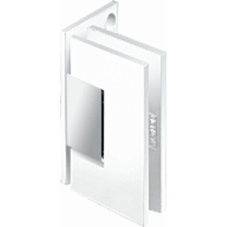 - CRL White with Chrome Center Block Junior Geneva 044 Series Wall Mount Offset Back Plate Hinge