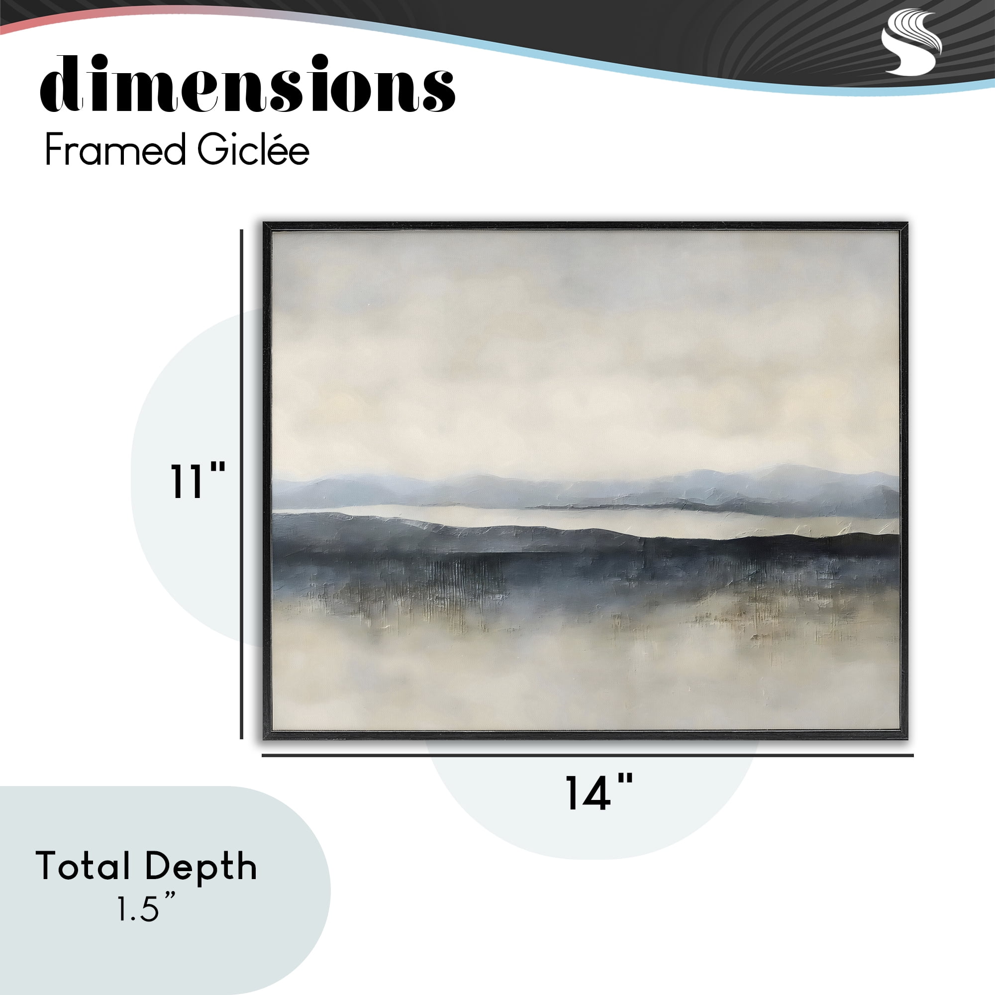 Stupell Industries Misty Muted Horizon Black Framed Giclee Art, design by Riley B