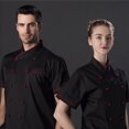 thumbnail image 4 of Cocina Chef Abrigos de manga corta de doble pecho Ropa de trabajo Cocina Chefs Use Cook Works Ropa para restaurante Hotel Uso Negro XXL seitruly HA011666-04, 4 of 7