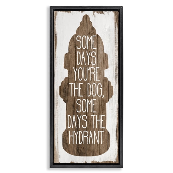 Stupell Industries Rustic Lodge Dog or Hydrant Pet Metaphor Black Floating Frame Canvas Art, 11 x 25, by Lil' Rue