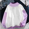 thumbnail image 4 of Womens Mock Neck Sweatshirt Oversized Pullover Sweatshirts No Hood Plain Long Sleeve Turtleneck Tops Fall Winter Clothes Light Purple XL, 4 of 8