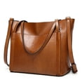 thumbnail image 2 of JVBTVB Women's Faux Oil Wax Leather Tote Bag Soft Shoulder Handbag Purse For Work Daily Travel, 2 of 9