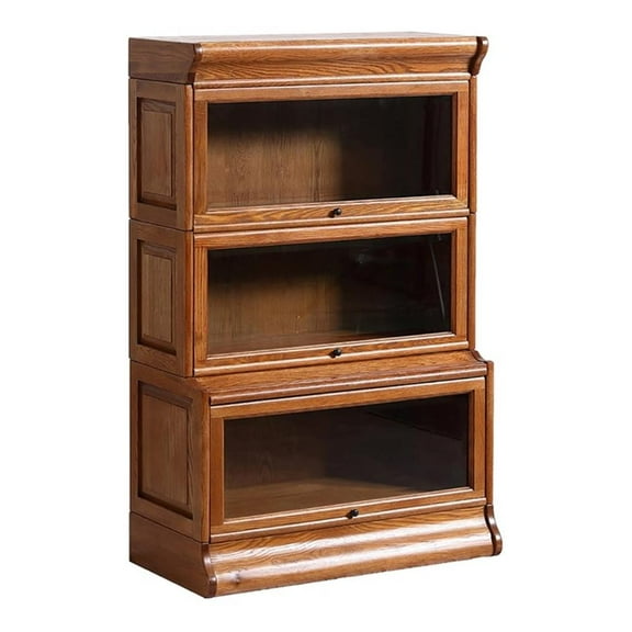 Pemberly Row Contemporary 33" Wood Barrister Bookcase in Cherry