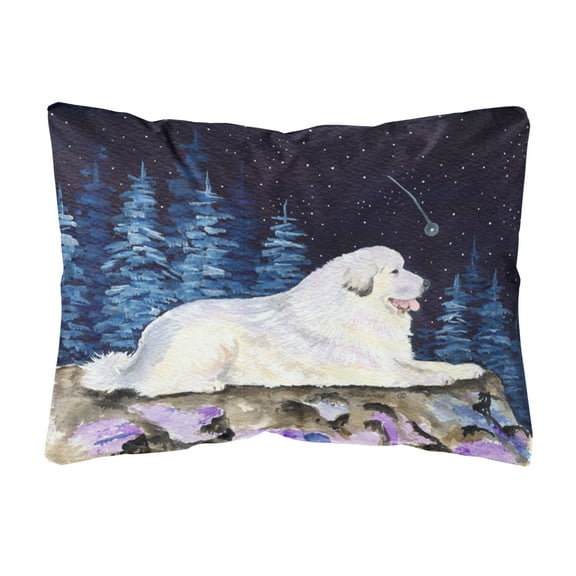 Carolines Treasures SS8438PW1216 Starry Night Great Pyrenees Decorative   Canvas Fabric Pillow 12H x16W multicolor