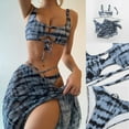 thumbnail image 1 of CEHVOM Women Print Three Piece Split Swimsuit Show Waist Wire Free With Pad Solid Bikini Set, 1 of 8