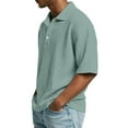 thumbnail image 4 of Dwellite Waffle Short Sleeve Polo Shirts for Men Big and Tall Golf Shirt Casual Solid Color Collared T Shirts Tops Mint Green L, 4 of 8