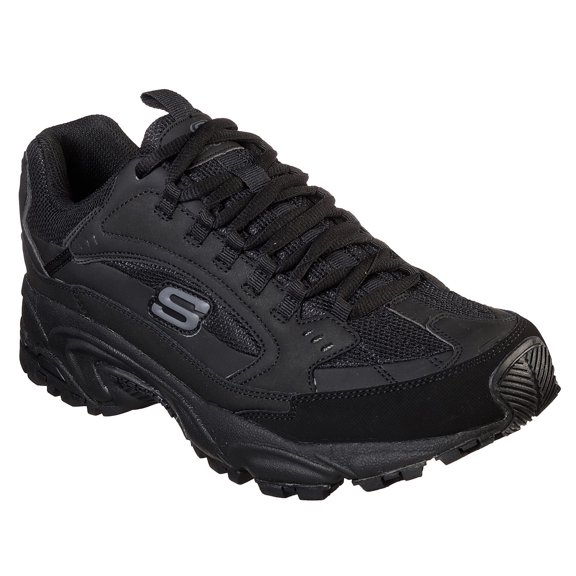 Skechers Sport Men's Stamina Nuovo Cutback Lace-Up Sneaker, Black/Black, 9.5 M US