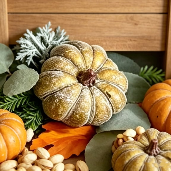 6Pcs Neutral Mini Pumpkins, Vintage Faux Gourds for Fall Wreaths, Rustic Harvest Photography Prop, DIY Craft Accessory for Autumn Decor