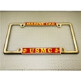thumbnail image 4 of [Officially Licensed US Marine Corps Product] - USMC Marine Dad with EGA Logo - Domed Custom-Made Personalized Thin Top 4 Hole Metal Car License Plate Frame with Free caps - Gold Frame (Qty: 1), 4 of 8