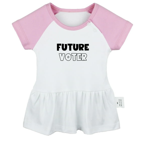 Future Voter Funny Dresses For Baby, Newborn Babies Skirts, Infant Princess Dress, 0-24M Kids Graphic Clothes (Pink Raglan Dresses, 6-12 Months)