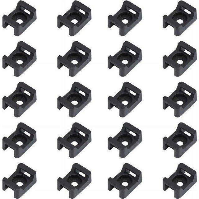 150 Uds. Soportes de brida para cables negros 23mm x 16mm soporte de Base de Cable tipo sillín JAMW Sencillez